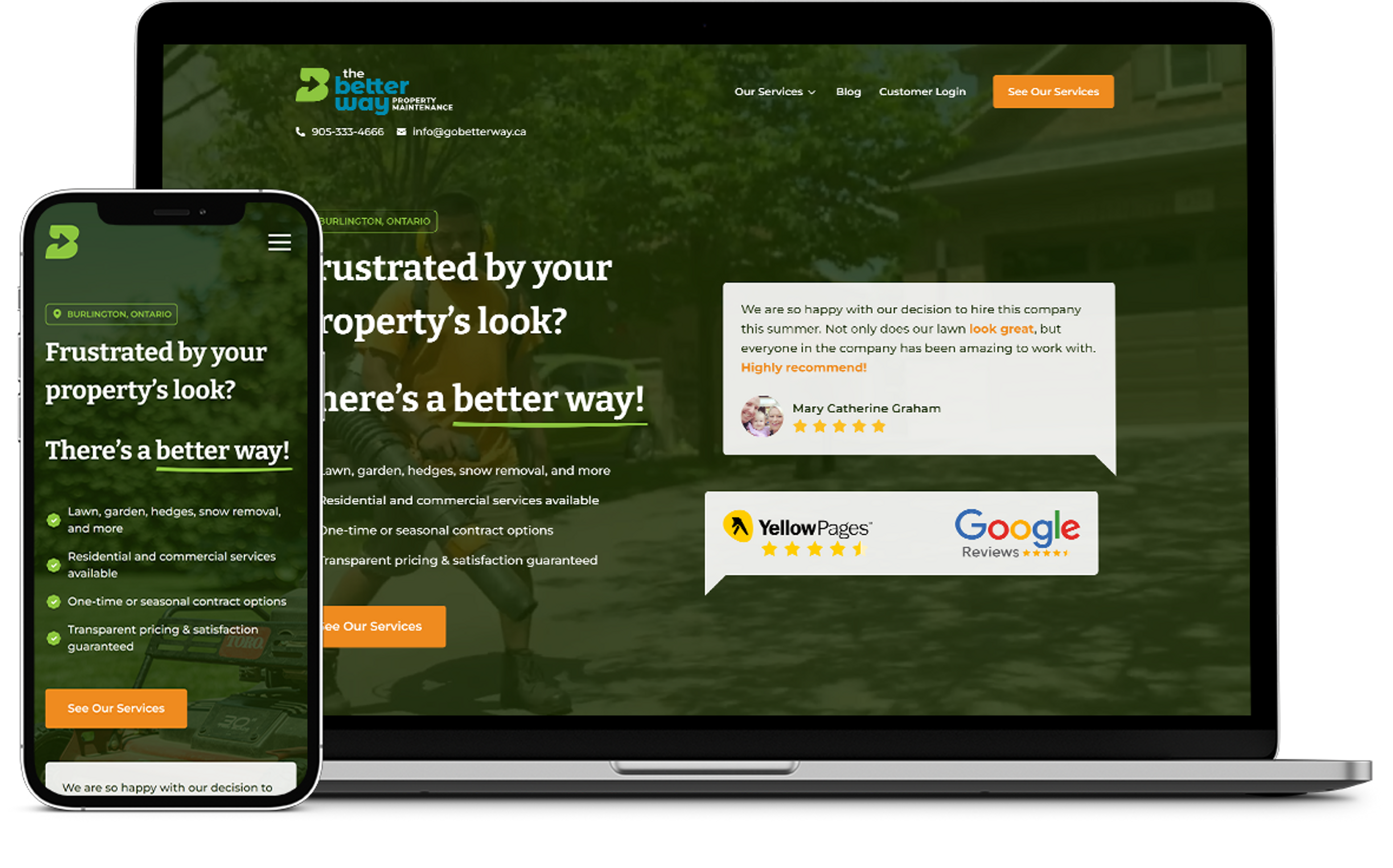 Screenshot of website design for The Better Way Property Maintenance