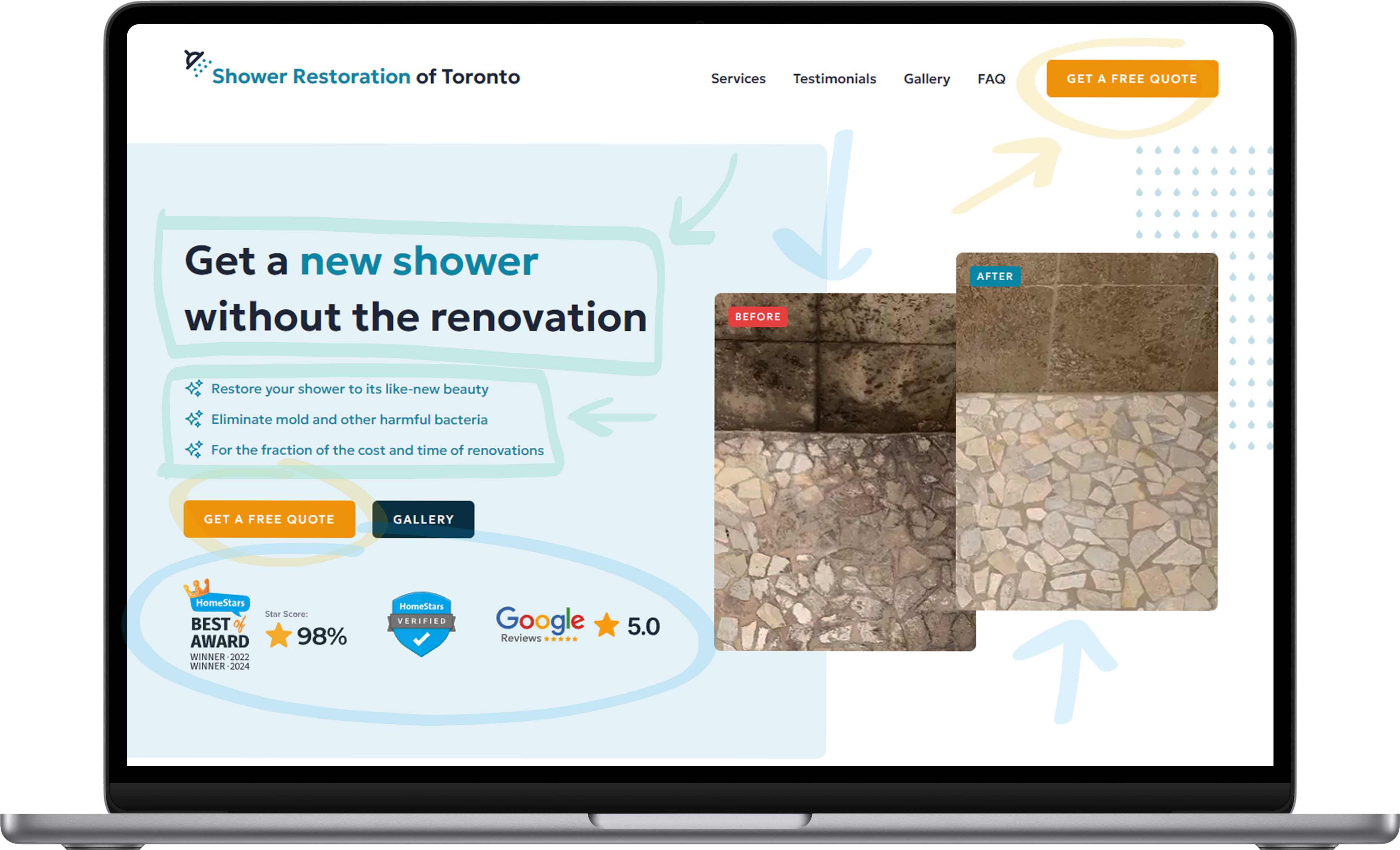 Shower Restoration of Toronto website highlights