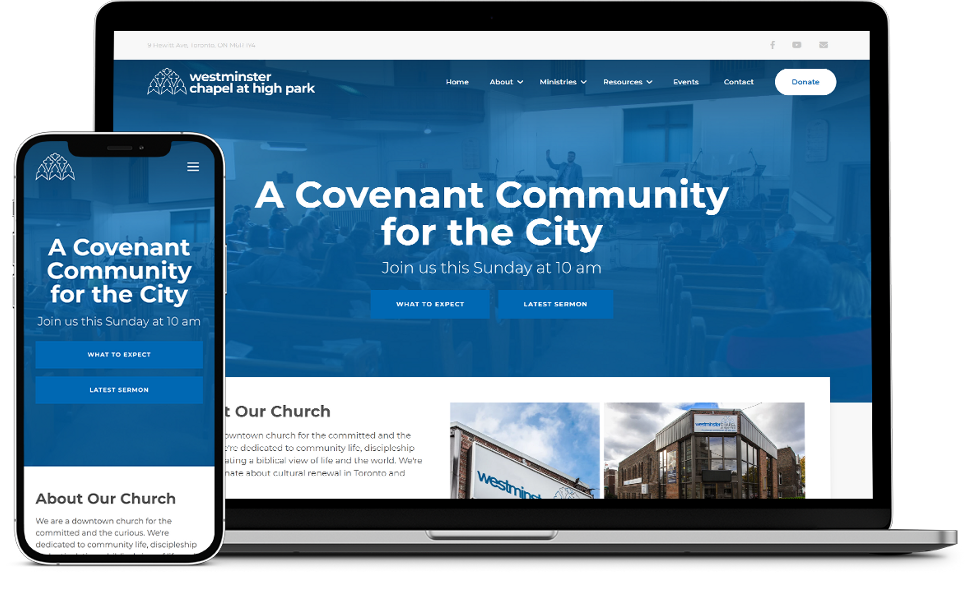 Screenshot of website design for Westminster Chapel