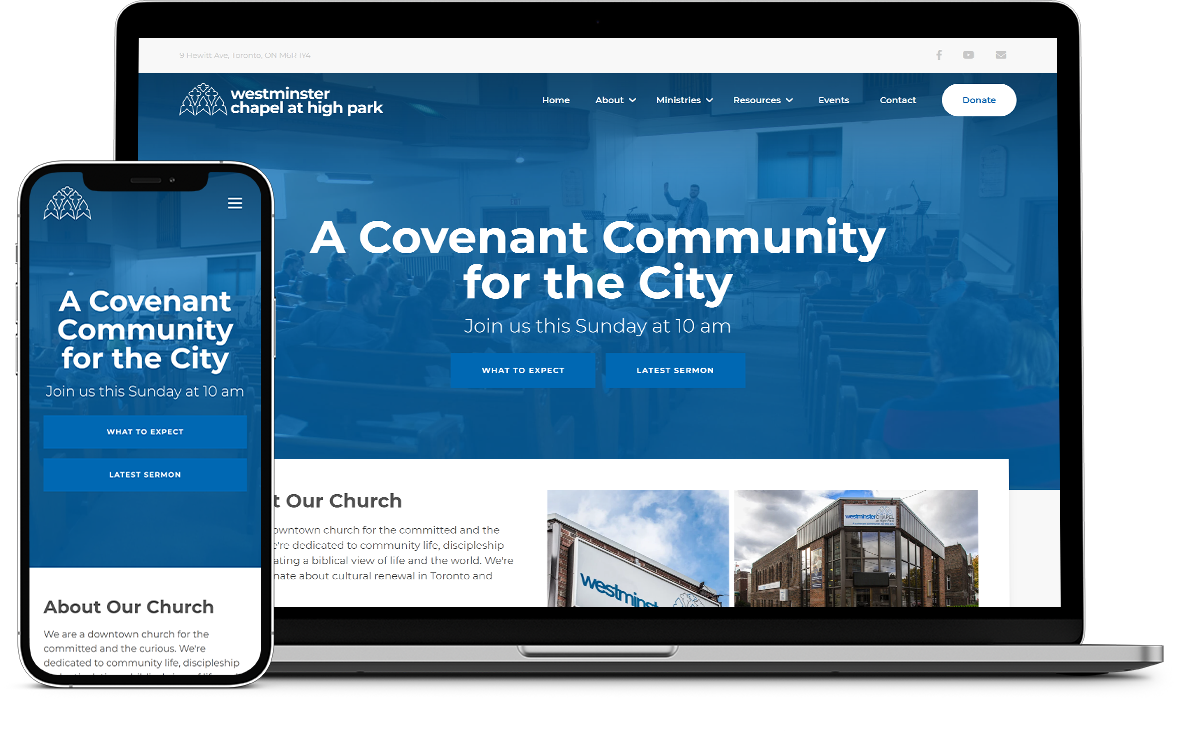 Screenshot of website design for Westminster Chapel